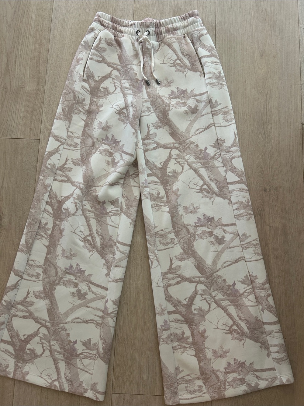 Wide Leg Drawstring Neutral Camo Pants